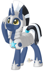 Size: 800x1275 | Tagged: safe, artist:unisoleil, oc, oc only, oc:chrome shield, species:pony, species:unicorn, armor, male, salute, simple background, solo, stallion, transparent background