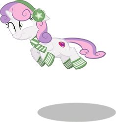 Size: 2365x2500 | Tagged: safe, artist:perplexedpegasus, character:sweetie belle, species:pony, species:unicorn, clothing, earmuffs, female, filly, flying, scarf, simple background, socks, solo, striped socks, transparent background, vector, winter outfit