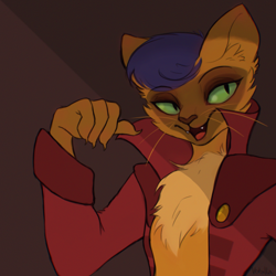 Size: 2499x2500 | Tagged: safe, artist:vetallie, character:capper dapperpaws, species:abyssinian, species:anthro, my little pony: the movie (2017), cat, clothing, male, smiling, solo
