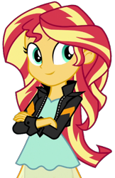 Size: 1324x2048 | Tagged: safe, artist:thebarsection, character:sunset shimmer, my little pony:equestria girls, clothing, crossed arms, female, simple background, smiling, solo, transparent background