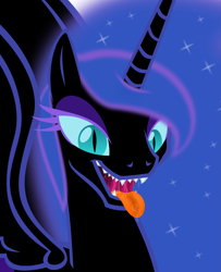 Size: 5217x6424 | Tagged: safe, artist:emu34b, character:nightmare moon, character:princess luna, species:alicorn, species:pony, absurd resolution, drool, female, mare, mawshot, missing accessory, open mouth, sharp teeth, simple background, solo, teeth, transparent background, vector