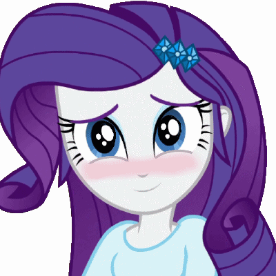 Size: 400x400 | Tagged: safe, artist:thebarsection, derpibooru original, edit, editor:dahnthepoisonforce12, character:rarity, my little pony:equestria girls, animated, blushing, cute, eye, eye shimmer, eyes, female, looking at you, raribetes, smiling, solo
