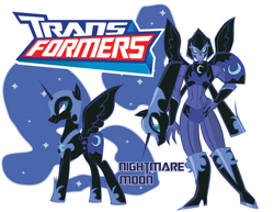 Size: 900x695 | Tagged: safe, artist:inspectornills, character:nightmare moon, character:princess luna, crossover, female, robot, simple background, transformares, transformerfied, transformers, transformers animated, white background