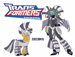 Size: 3300x2550 | Tagged: safe, artist:inspectornills, character:zecora, species:zebra, crossover, female, high res, robot, simple background, transformares, transformerfied, transformers, transformers animated, white background