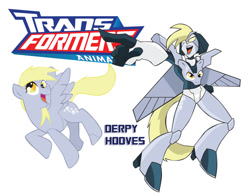 Size: 900x695 | Tagged: safe, artist:inspectornills, character:derpy hooves, species:pegasus, species:pony, crossover, female, mare, robot, simple background, transformares, transformers, transformers animated, white background