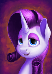 Size: 1024x1448 | Tagged: safe, artist:xormak, character:rarity, species:pony, species:unicorn, female, lidded eyes, mare, smiling, solo
