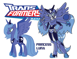 Size: 900x695 | Tagged: safe, artist:inspectornills, character:princess luna, crossover, female, robot, s1 luna, simple background, transformares, transformers, transformers animated, white background