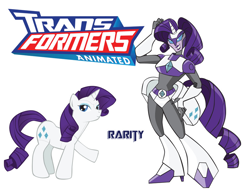 Size: 900x695 | Tagged: safe, artist:inspectornills, character:rarity, crossover, female, raribot, robot, simple background, transformares, transformers, transformers animated, white background