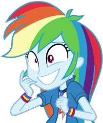 Size: 1687x1995 | Tagged: safe, artist:thebarsection, character:rainbow dash, my little pony:equestria girls, spoiler:eqg specials, clothing, female, geode of super speed, grin, magical geodes, simple background, smiling, solo, transparent background, wristband