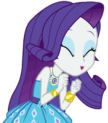Size: 1640x1876 | Tagged: safe, artist:thebarsection, character:rarity, g4, my little pony: equestria girls, my little pony:equestria girls, clothing, dress, eyes closed, female, geode of shielding, magical geodes, open mouth, simple background, smiling, solo, transparent background