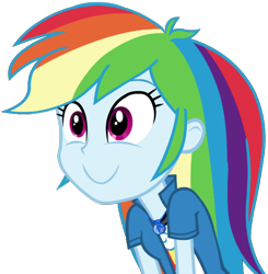 Size: 1787x1824 | Tagged: safe, artist:thebarsection, character:rainbow dash, species:human, my little pony:equestria girls, clothing, cute, dashabetes, female, geode of super speed, magical geodes, multicolored hair, simple background, smiling, solo, transparent background