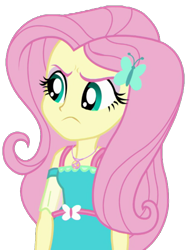 Size: 671x899 | Tagged: safe, artist:thebarsection, character:fluttershy, episode:a little birdie told me, g4, my little pony: equestria girls, my little pony:equestria girls, clothing, female, geode of fauna, magical geodes, not a vector, simple background, solo, transparent background, upset