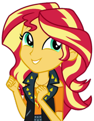 Size: 1411x1811 | Tagged: safe, artist:thebarsection, character:sunset shimmer, episode:a fine line, g4, my little pony: equestria girls, my little pony:equestria girls, clothing, cute, female, not a vector, shimmerbetes, simple background, smiling, solo, transparent background