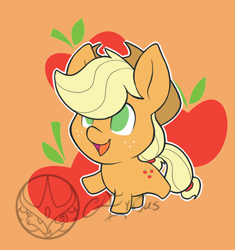 Size: 1000x1063 | Tagged: safe, artist:aeritus, character:applejack, species:earth pony, species:pony, chibi, female, smiling, solo