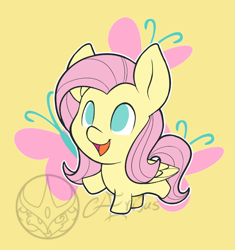 Size: 1000x1063 | Tagged: safe, artist:aeritus, character:fluttershy, species:pegasus, species:pony, chibi, female, smiling, solo