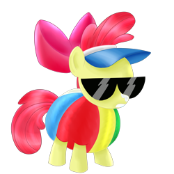 Size: 2000x2000 | Tagged: safe, artist:dragonfoorm, character:apple bloom, episode:one bad apple, g4, my little pony: friendship is magic, beach ball, female, simple background, solo, sunglasses, transparent background, visor