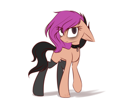 Size: 3500x3000 | Tagged: safe, artist:snowbunny0820, oc, oc only, oc:nicole, species:earth pony, species:pony, clothing, eye clipping through hair, female, floppy ears, hair over one eye, high res, mare, simple background, socks, solo, white background