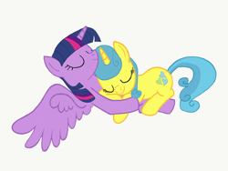 Size: 1024x768 | Tagged: safe, artist:turnaboutart, base used, character:lemon hearts, character:twilight sparkle, character:twilight sparkle (alicorn), species:alicorn, species:pony, species:unicorn, fanfic:twilight sparkle and lemon hearts love life, ship:lemonlight, cuddling, eyes closed, female, lesbian, shipping, simple background