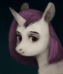 Size: 592x700 | Tagged: safe, artist:exclusionzone, oc, oc only, species:pony, species:unicorn, bust, female, mare, portrait, smiling, solo