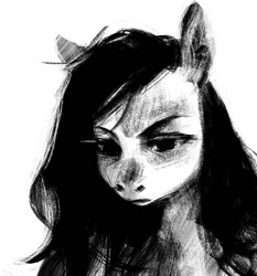 Size: 653x700 | Tagged: safe, artist:exclusionzone, character:fluttershy, species:pegasus, species:pony, bust, female, frown, grayscale, monochrome, portrait, solo