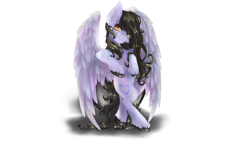 Size: 3840x2160 | Tagged: safe, artist:dream--chan, oc, oc only, oc:tail, species:pegasus, species:pony, freckles, long mane, shield, solo