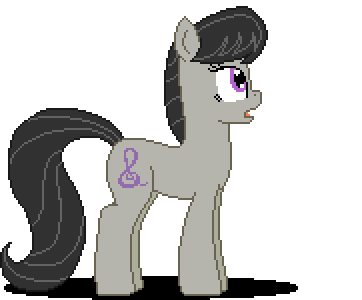 Size: 362x300 | Tagged: safe, artist:herooftime1000, character:octavia melody, species:earth pony, species:pony, animated, bowing, cutie mark, female, gif, hooves, mare, octavia in the underworld's cello, open mouth, pixel art, simple background, solo, white background