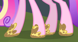 Size: 443x239 | Tagged: safe, artist:thedarkpony, edit, edited screencap, screencap, character:princess cadance, species:alicorn, species:pony, female, hoof shoes, hooves, legs, mare, mud, mud edit, muddy, pictures of legs, solo