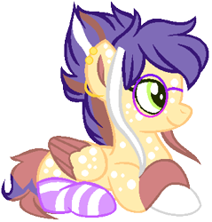 Size: 354x370 | Tagged: safe, artist:venomns, oc, oc only, oc:cookie, species:pegasus, species:pony, clothing, colored wings, female, glasses, mare, multicolored wings, prone, simple background, socks, solo, striped socks, transparent background