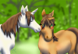 Size: 5000x3500 | Tagged: safe, artist:hilfigirl, oc, oc only, oc:mercurial keys, oc:tai, species:pony, species:unicorn, belly, blushing, chubby, horse
