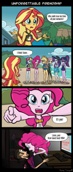 Size: 1288x3000 | Tagged: safe, artist:bredgroup, artist:sirvalter, character:applejack, character:fluttershy, character:pinkie pie, character:rainbow dash, character:rarity, character:starlight glimmer, character:sunset shimmer, character:twilight sparkle, character:twilight sparkle (scitwi), species:eqg human, equestria girls:forgotten friendship, g4, my little pony: equestria girls, my little pony:equestria girls, belly button, breaking the fourth wall, clothing, comic, fanart, feet, flip-flops, graphics tablet, legs, midriff, monitor, nick confalone, sandals, swimsuit