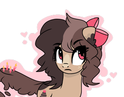Size: 1098x864 | Tagged: safe, artist:chococakebabe, oc, oc only, oc:choco cake delight, species:earth pony, species:pony, bow, female, hair bow, heart eyes, mare, simple background, solo, transparent background, wingding eyes