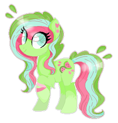 Size: 425x444 | Tagged: safe, artist:chococakebabe, base used, oc, oc:frizzy melon, species:earth pony, species:pony, female, mare, simple background, solo, transparent background