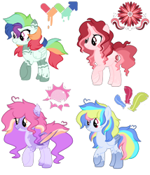 Size: 3000x3500 | Tagged: safe, artist:chococakebabe, base used, oc, oc only, species:bat pony, species:pegasus, species:pony, species:unicorn, adoptable, female, high res, mare, simple background, transparent background