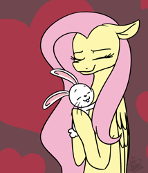 Size: 1510x1764 | Tagged: safe, artist:ggchristian, character:angel bunny, character:fluttershy, species:pony, hug