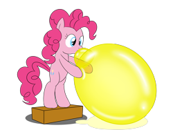 Size: 4000x3000 | Tagged: safe, artist:bladedragoon7575, character:pinkie pie, species:earth pony, species:pony, balloon, bipedal, blowing up balloons, female, hoof hold, inflating, mare, simple background, transparent background