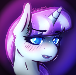Size: 657x647 | Tagged: safe, artist:aaa-its-spook, character:twilight velvet, species:pony, species:unicorn, blushing, bust, cute, eyeshadow, female, lipstick, makeup, milf, mother, solo, sparkles