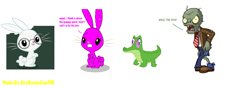 Size: 1301x456 | Tagged: safe, artist:drypony198, character:angel bunny, character:gummy, oc, oc:rosie bunny, species:rabbit, alligator, plants vs zombies, plants vs zombies 2: it's about time, vulgar, zombie