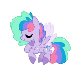 Size: 1024x1024 | Tagged: safe, artist:chococakebabe, oc, oc:star dazzle, species:pegasus, species:pony, eyes closed, female, mare, simple background, solo, transparent background, two toned wings