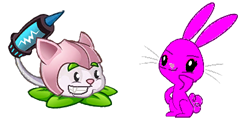 Size: 413x206 | Tagged: safe, artist:drypony198, oc, oc:rosie bunny, species:rabbit, cattail (plants vs zombies), plants vs zombies 2: it's about time