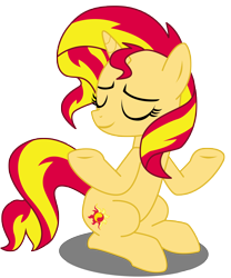 Size: 10000x12000 | Tagged: safe, artist:sunshi, character:sunset shimmer, species:pony, species:unicorn, equestria girls:forgotten friendship, g4, my little pony: equestria girls, my little pony:equestria girls, absurd resolution, eyes closed, female, mare, simple background, smiling, solo, transparent background, underhoof, vector