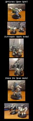 Size: 1000x3672 | Tagged: safe, artist:velgarn, character:applejack, character:fluttershy, character:pinkie pie, ammo runt, bomb squig, crossover, figurine, gaming miniature, kitbash, miniature, ork, pewter ponies, squig hound, warhammer (game), warhammer 40k