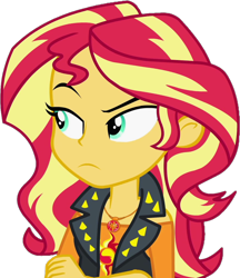 Size: 890x1032 | Tagged: safe, artist:thebarsection, derpibooru original, character:sunset shimmer, g4, my little pony: equestria girls, my little pony:equestria girls, clothing, crossed arms, female, geode of empathy, simple background, solo, transparent background, unamused