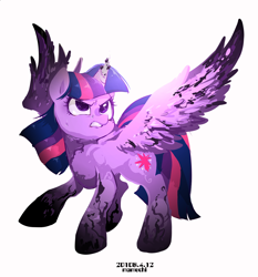 Size: 1600x1720 | Tagged: safe, artist:potetecyu_to, character:twilight sparkle, character:twilight sparkle (alicorn), species:alicorn, species:pony, female, looking at you, magic, simple background, solo, white background