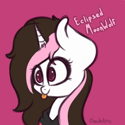 Size: 2000x2000 | Tagged: safe, artist:claudearts, oc, oc:eclipsed moonwolf, species:pony, species:unicorn, blep, cute, silly, solo, tongue out