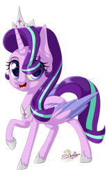 Size: 626x1000 | Tagged: safe, artist:unisoleil, character:starlight glimmer, species:alicorn, species:pony, alicornified, crown, cute, female, glimmerbetes, jewelry, race swap, regalia, simple background, solo, starlicorn, transparent background, two toned wings, xk-class end-of-the-world scenario