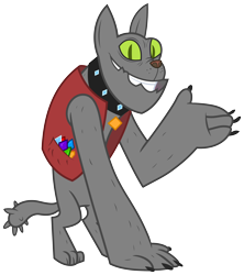 Size: 4432x4997 | Tagged: safe, artist:zutheskunk traces, character:rover, species:diamond dog, .svg available, absurd resolution, clothing, collar, dog collar, gem, jacket, male, raised paw, resource, simple background, solo, transparent background, vector
