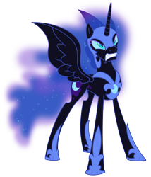 Size: 4282x5000 | Tagged: safe, artist:zutheskunk traces, character:nightmare moon, character:princess luna, species:alicorn, species:pony, .svg available, absurd resolution, angry, armor, ethereal mane, female, galaxy mane, mare, resource, simple background, solo, spread wings, transparent background, vector, wings