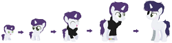 Size: 1634x412 | Tagged: safe, artist:venomns, oc, oc:mythic, species:pony, species:unicorn, 5-year-old, age progression, baby, baby pony, clothing, colt, eyepatch, hoodie, male, simple background, solo, stallion, transparent background