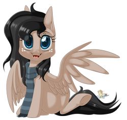 Size: 800x756 | Tagged: safe, artist:unisoleil, oc, oc:coco whooves, parent:doctor whooves, species:pegasus, species:pony, clothing, female, mare, scarf, simple background, solo, transparent background