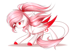 Size: 2797x2005 | Tagged: safe, artist:snowbunny0820, oc, oc:scarlet skyler, species:dracony, eye clipping through hair, female, high res, hybrid, simple background, solo, transparent background, two toned wings